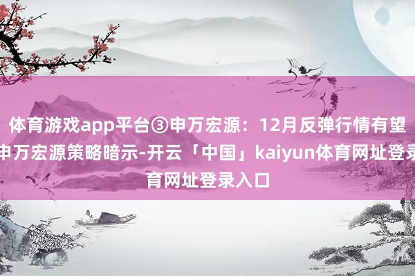 体育游戏app平台③申万宏源：12月反弹行情有望延续申万宏源策略暗示-开云「中国」kaiyun体育网址登录入口
