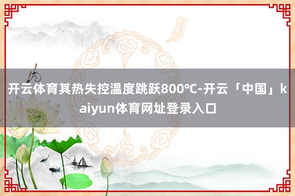 开云体育其热失控温度跳跃800℃-开云「中国」kaiyun体育网址登录入口
