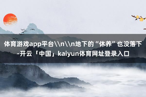体育游戏app平台\n\n地下的“休养”也没落下-开云「中国」kaiyun体育网址登录入口