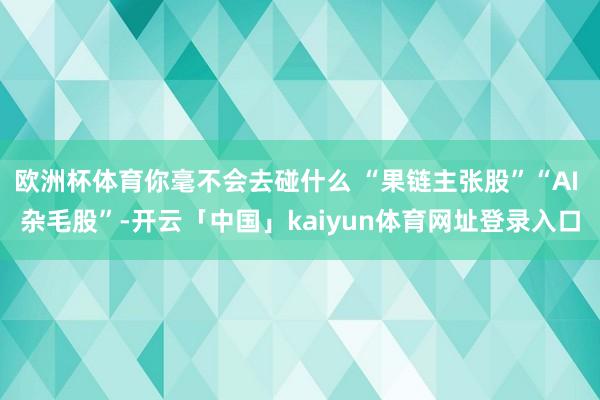 欧洲杯体育你毫不会去碰什么 “果链主张股”“AI 杂毛股”-开云「中国」kaiyun体育网址登录入口