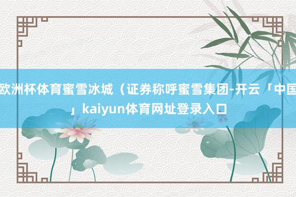 欧洲杯体育蜜雪冰城（证券称呼蜜雪集团-开云「中国」kaiyun体育网址登录入口