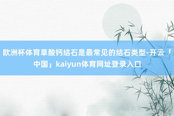 欧洲杯体育草酸钙结石是最常见的结石类型-开云「中国」kaiyun体育网址登录入口